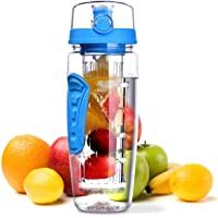 Los mejores  - OMORC Botella Agua Deportiva- Botella Deportiva de Plástico Tritan- 1L Botella con Filtro Infusor de Fruta- sin BPA…